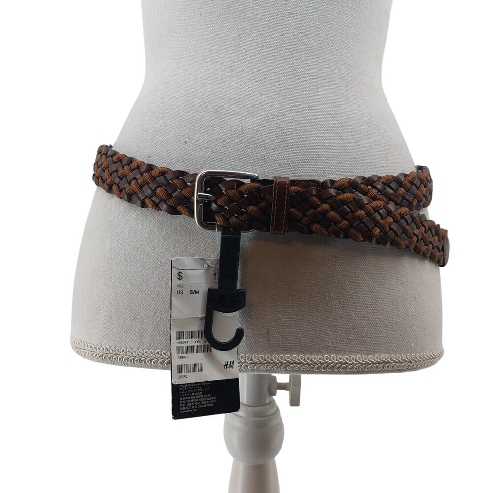 H&M Womens Small Medium Braided Woven Faux Leather Ribbon Italy